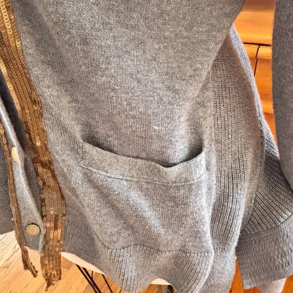 Anthropologie Vermeil Sequins Cardigan Sweater by Yellow Bird Size M Gray - Picture 9 of 16